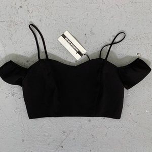 NWT Fashion Union Black Sweetheart Neckline Crop Top